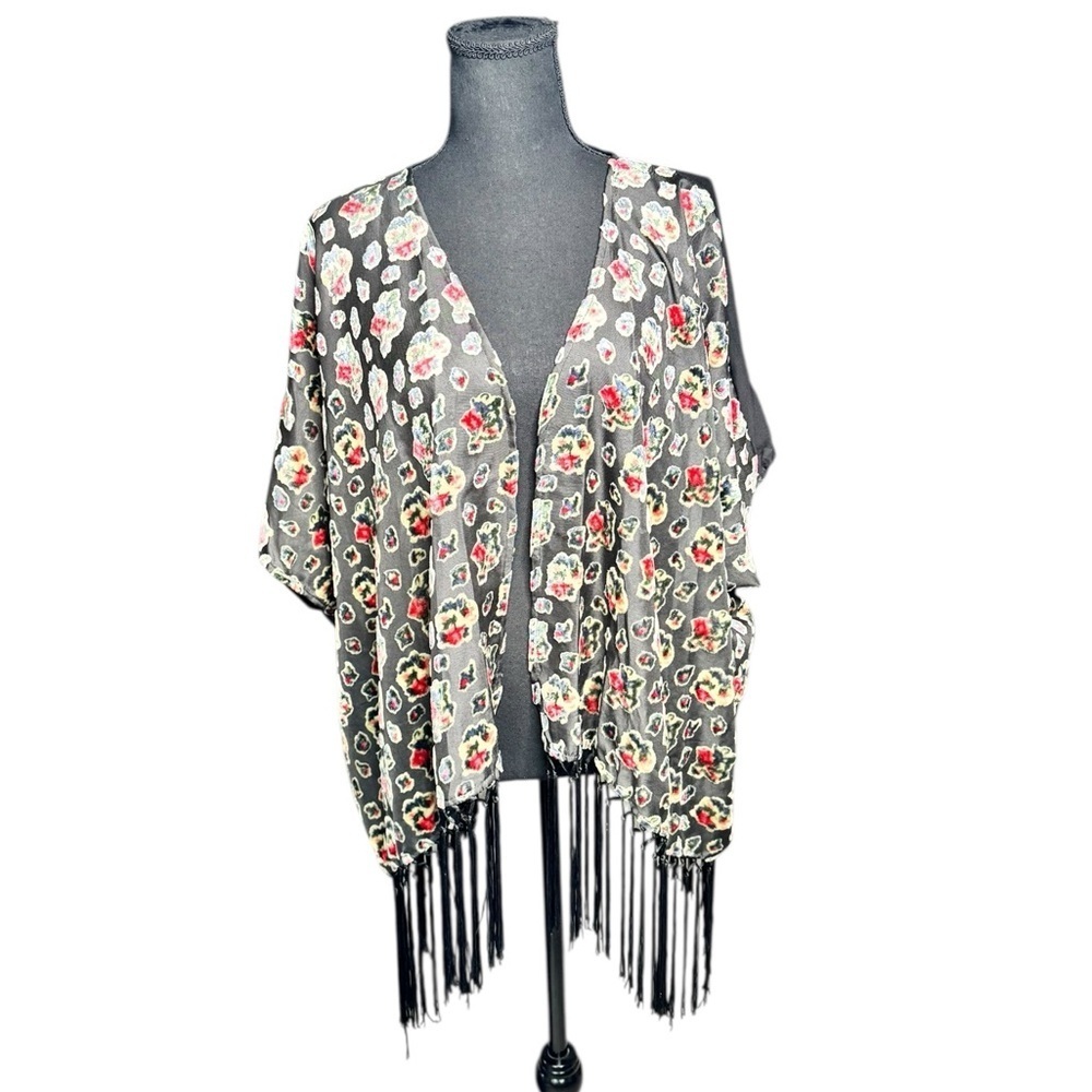 Vanilla Star Boho Floral Fringe Kimono Cardigan | Festival Western Layer S32